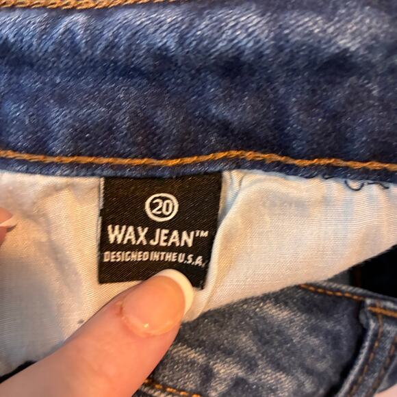 Wax Distressed Skinny Jeans Women's 20 Plus Thrashed Slashed Destroyed Dark Blue - Picture 3 of 13